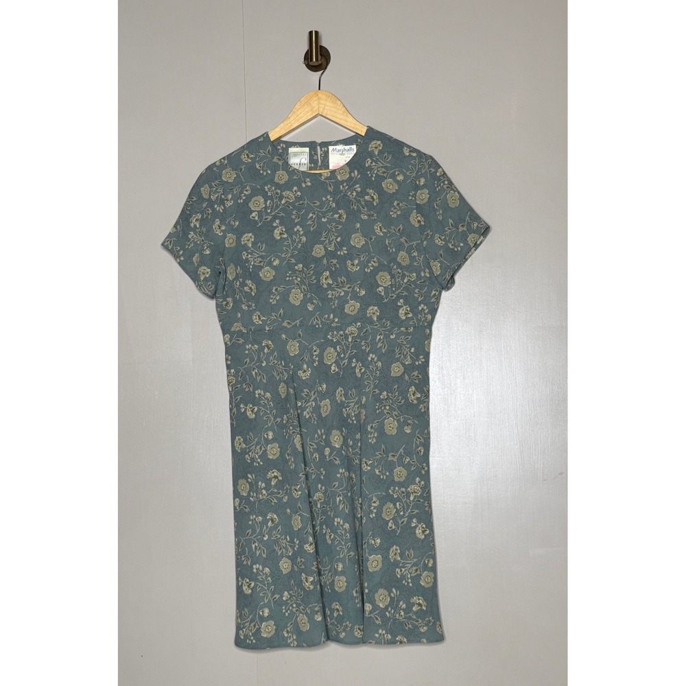 Vintage‎ 90s Blue Floral Midi Dress Cottagecore Grunge Fairycore Petite 8
